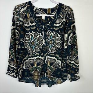 H&M Top Sz 6 Floral Print Long Sleeve Button Down
